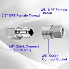 M MINGLE Pressure Washer Adapter, 2 Sets 3/8'' Female NPT, Silver