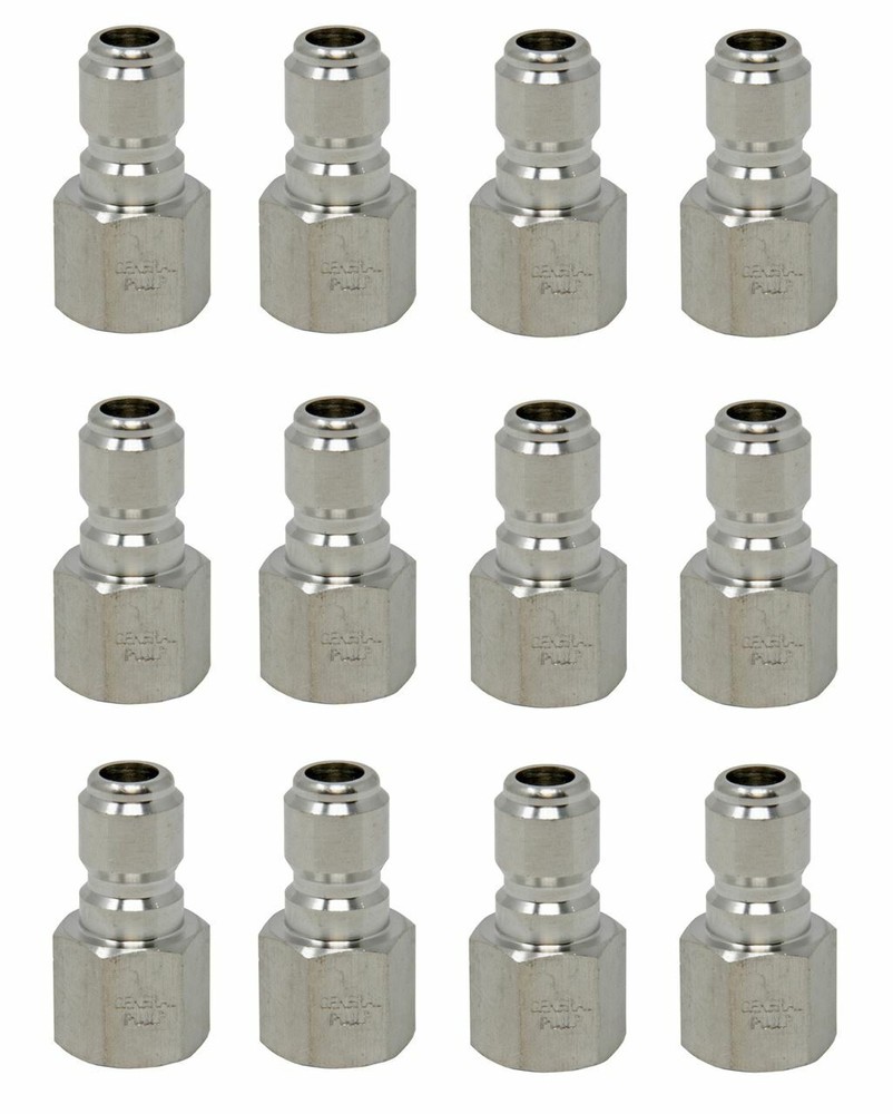 12 Pack GP Quick Disconnect Plugs, Stainless Steel 3/8 x 3/8 NPT-F 6,000 PSI