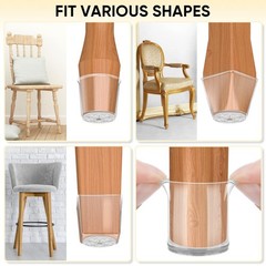 BALEINE Silicone Chair Leg Floor Protectors, Stool Round S, Clear-16pcs