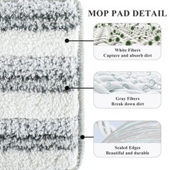 12 Pack Microfiber Mopping Pads Compatible with 12 Count, White and Gray