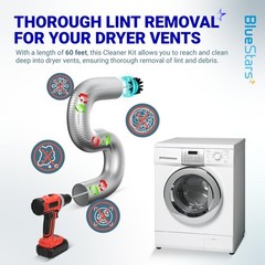 Upgraded 60-Feet Dryer Vent Cleaner Kit with Drill Attachment — As Pictured