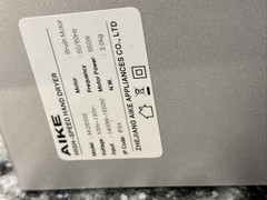 AIKE AK2630 Compact Hand Dryer 1400W – 110V Silver Air Wiper, 2-Pin Plug