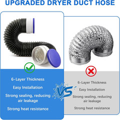 4Inch Flexible Dryer Vent Hose, 3FT 6-Layer Aluminum Duct 4IN x