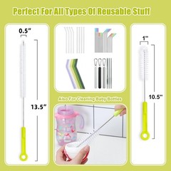 Bottle Cleaning Brush Set – Long Handle Cleaner for 5 Piece Set, Green