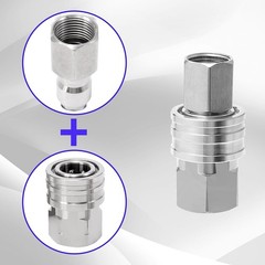 M MINGLE Pressure Washer Adapter, 2 Sets 3/8'' Female NPT, Silver