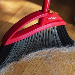 O-Cedar Pet Pro Broom with Step-On Dustpan | PowerCorner Broom, Red