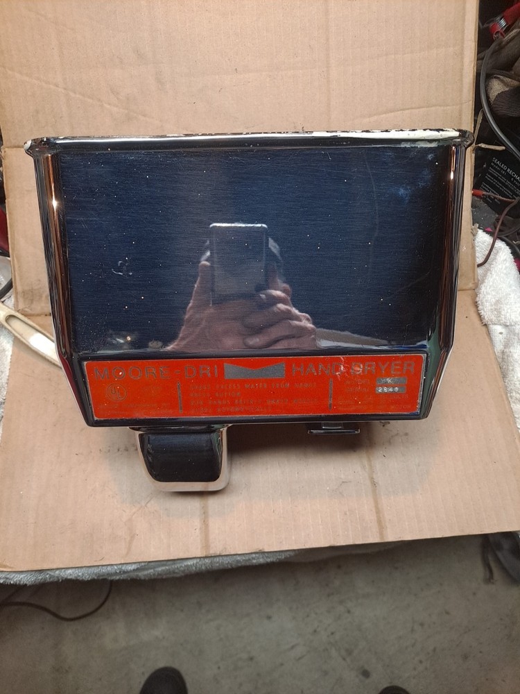 MOORE-DRI HAND DRYER, Mod.K, 110-120V, CHROME, WORKING, NOS