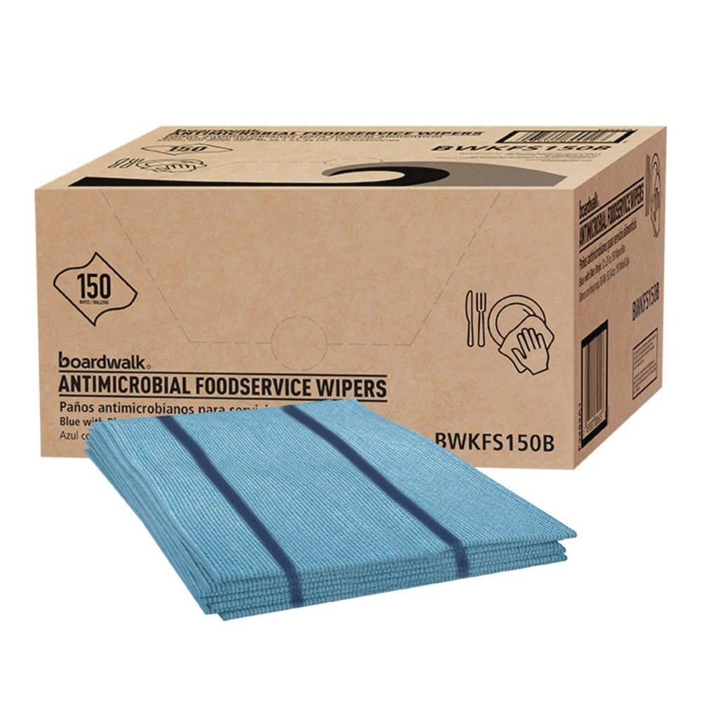 Boardwalk FS150B 1-Ply 12″ x 21″ Antimicrobial Foodservice Wipers (150/CT) New