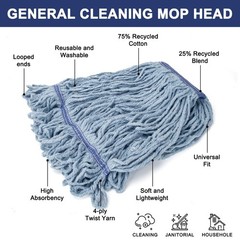 KeFanta 3 Pack Heavy Duty Commercial Mop Head Replacement,Looped End String C…