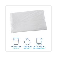 Boardwalk High Density Can Liners Flat Pack, 45 gal, 16 mic, 40×48″, 200/Carton