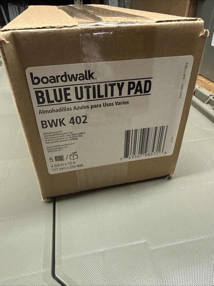 BOX OF 5- Boardwalk BWK402 Medium-Duty 4″ 5/8x 10″ Pad Blue 749507985716