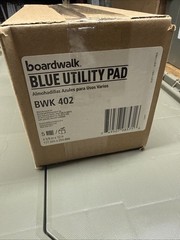 BOX OF 5- Boardwalk BWK402 Medium-Duty 4″ 5/8x 10″ Pad Blue 749507985716
