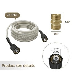 Universal Pressure Washer Hose 7.62 meters, 5200402 with M22 Female Adapters