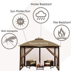 Gazebo Universal Replacement Mosquito Netting – 10′ x 10′ Outdoor Mesh Netting