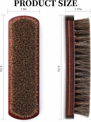 100% 7in Horsehair Shoe Brush Horse Hair Brush for Leather Boots Cleaning Polish