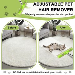 Pet Hair Removal Rubber Broom, Carpet rake with Squeegee for Cleaning Green