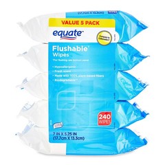 Flushable Wipes Fresh Scent 5 Packs of 48 Wipes 240 Total Wipes