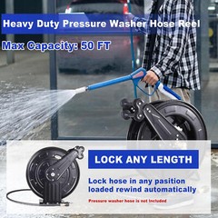 Heavy Duty Power Washer Jet Wash High Pressure Hose Reel (15 Metre x 3/8″ Hose)