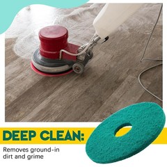 2 Pcs 12 Inch Green Non-Woven Floor Buffing Pads for Commercial Cleaning
