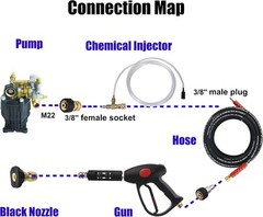 M MINGLE Adjustable Chemical Injector Kit for Pressure Washer, Soap Clear