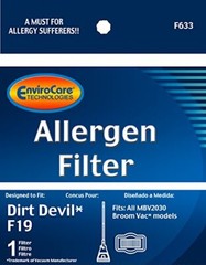EnviroCare Replacement HEPA Vacuum Filter for Dirt Devil F19 Broom Vacs