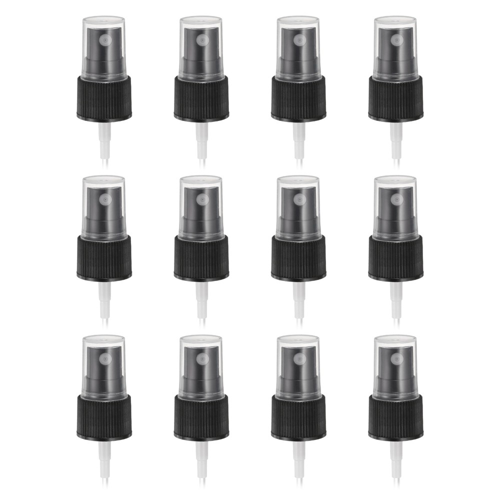 12 Pcs Black Spray Top, 20/410 Fine Mist Sprayer Reusable Stripe Plastic Top