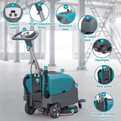 16″ Walk-behind Floor Scrubber Dryer Machine 24000 Sqft/h 11 Gal 24″ Squeegee