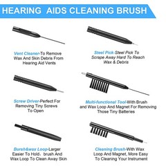 Mudder 7 Pieces Hearing Aid Amplifier Cleaning Tools, 8 Piece Set, Black