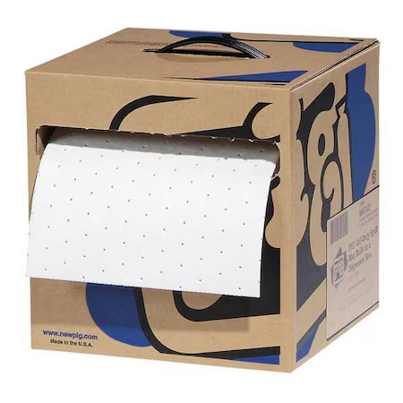 Pig Mat427 Sorbent Roll, 9 Gal, 10 In X 100 Ft, Oil, White, 2 Pk