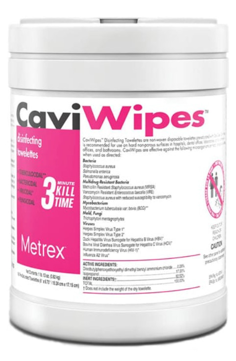 CaviWipes Disinfecting Towelettes – Large 6″ x 6.75″, 160 Wipes/Canister