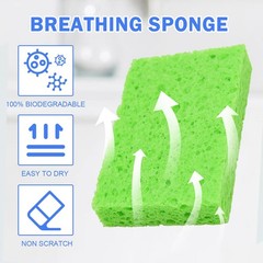 YoleShy 48 Pack Sponges Kitchen Natural Compressed Cellulose Colourful