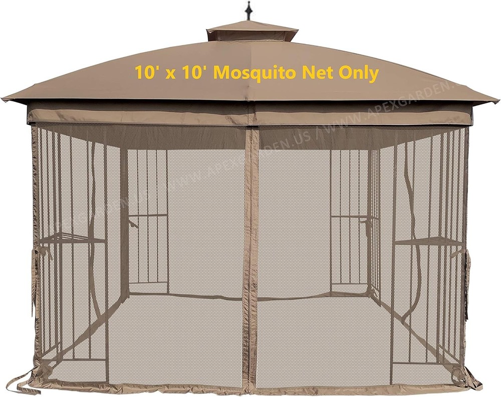 Universal 10′ x 10′ Gazebo Replacement Mosquito Netting (Tan)