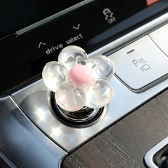 Hzopcw 3pcs Push Start Button Cover, Resin Flower Car Pink & Purple & White