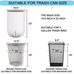 5 Gallon Trash Bags – 20 Liter Strong Garbage Bags Small Clear Liners for Off…
