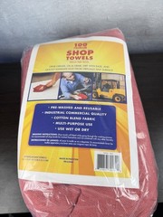 Bulk 100 Premium Red Shop Towels 12×14 Reusable Cotton Blend Industrial Cleaning