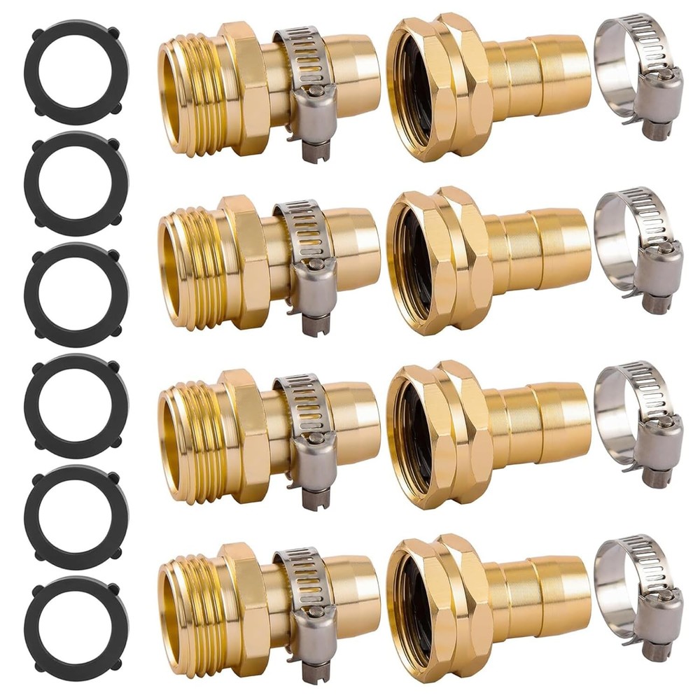 4 Set Garden Hose Repair 4 Set, Fit for 3/4″ or 5/8″ hose(Female & Male)