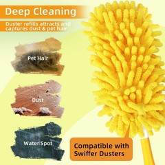 Yicotira Reusable Duster Refill Compatible with Swiffer Hand 4 Pack(yellow)