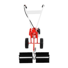 43CC 1.7HP Walk Behind Power Sweeper Broom 2-Stroke Gas Engine Sweeper Lawn Turf