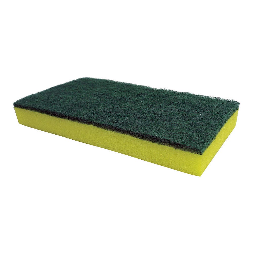 WESTWARD 13A761 Sponge Scrubber,9×4-1/2 In,Green/Yellow 13A761