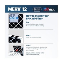 BNX TruFilter 20x20x1 MERV 12 Odor Defense (6-Pack) AC Furnace Air Filter wit…