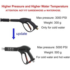 M MINGLE Short High Pressure Washer Gun, 5000 PSI, Replacement for Hot Black