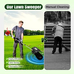 52cc Gas Power Sweeper Broom Handheld Driveway Turf Artificial Grass Snow Clean