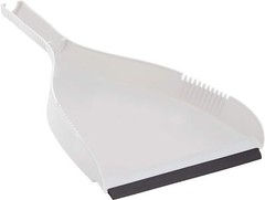Superio Clip-On Dustpan with Built-In Comb, Rubber Edge Heavy Duty Grey Plastic.