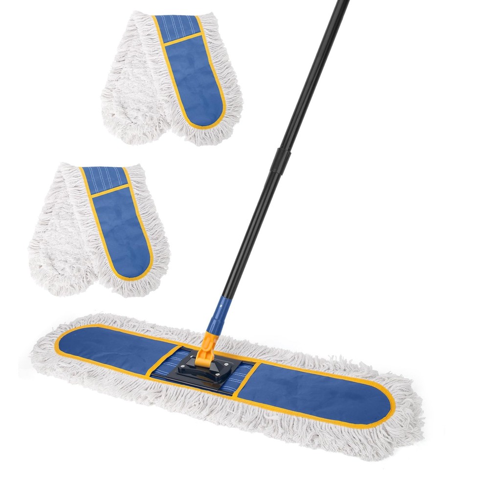 24″ Commercial Dust Mop for Floor dust mop+2 pad, Blue Yellow