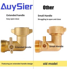 Xiny Tool 90 Degree Garden Hose Adapter with Shut Off Valves, 3/4″ Solid Brass G