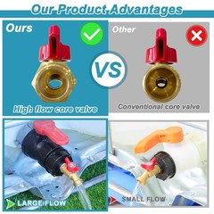 IBC Tote Hose Adapter 275-330 Gallon Water Red handle brass valve