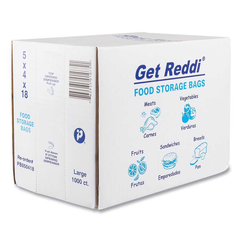 Inteplast Group Get Reddi Bread Bag, 5 x 4-1/2 x 18, 0.75 Mil, Large Cap., Clear