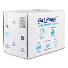Inteplast Group Get Reddi Bread Bag, 5 x 4-1/2 x 18, 0.75 Mil, Large Cap., Clear