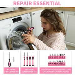 HANGYING 39 Piece Pink Tool Set for Women, All Purpose Household Hand Tool Ki…