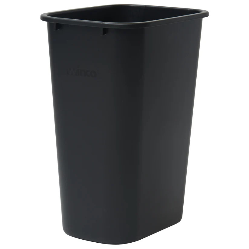 Janitorial Rectangular Waste Baskets Black 41 Quart 15 1/4Wx11Dx19 5/8H Inch